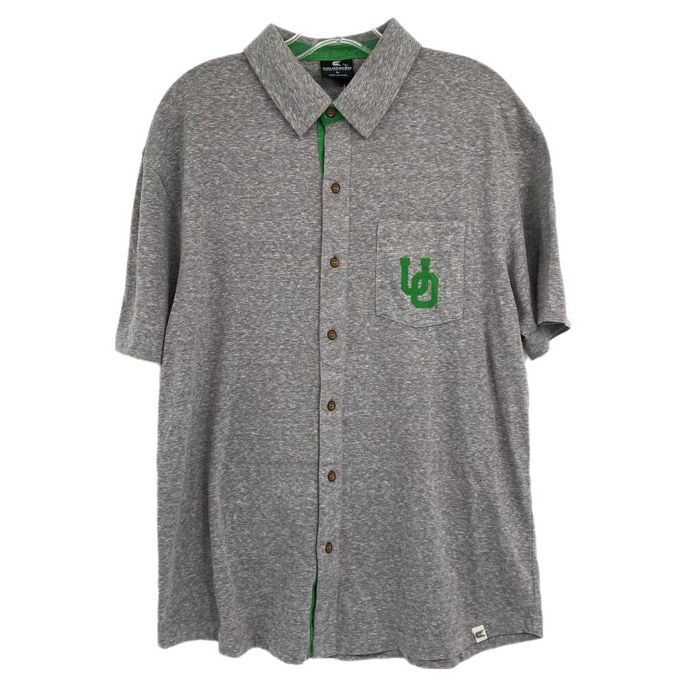 Colosseum Gray Green University of Oregon Button-Up Shirt | Size L